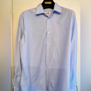HERMÈS Men’s Shirt with H allover and leather cuff details 16 1-2 42